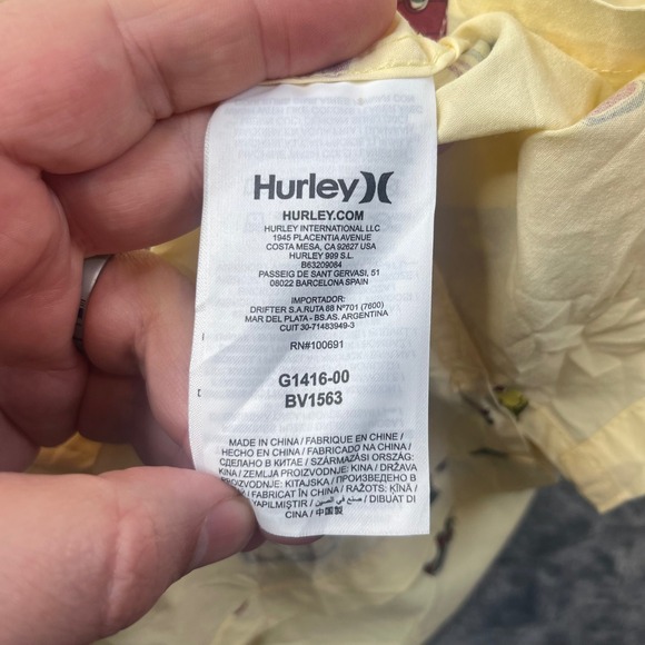 Hurley Button Up Shirt Mens XXL Yellow Reggae Lion Pineapple BV1563 - Picture 4 of 9